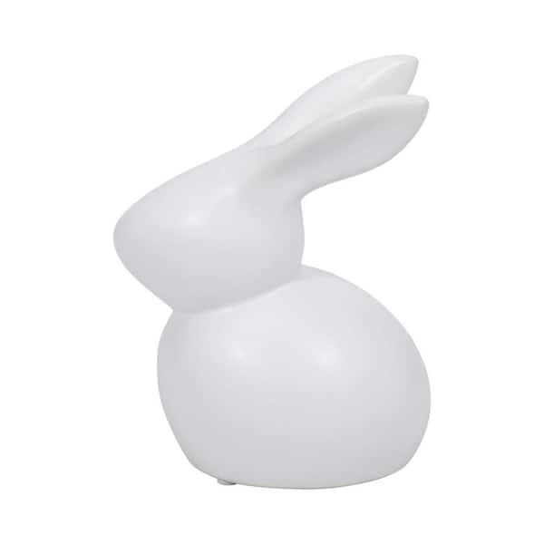 Liv & Skye White 5 in. x 7 in. Stoneware Novelty Modern Solid Bunny Figurine