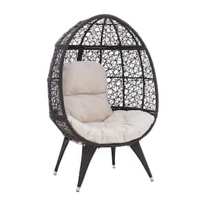 Alessandra Brown Aluminum Frame with Thick Natural Polyester Cushions Round Chair