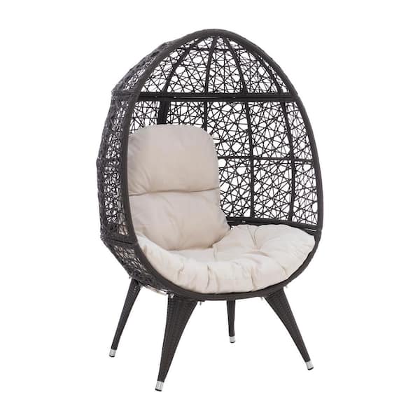Linon Home Decor Alessandra Brown Aluminum Frame with Thick Natural Polyester Cushions Round Chair