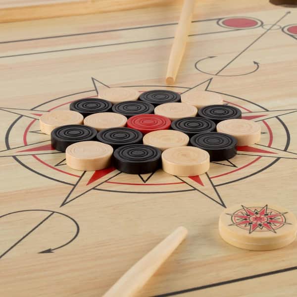 Hey! Play! Wooden Carrom Board Game with Cue Sticks 80-CROK - The
