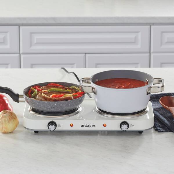Proctor Silex 2-Burner 6 in. White Hot Plate 34117 - The Home Depot
