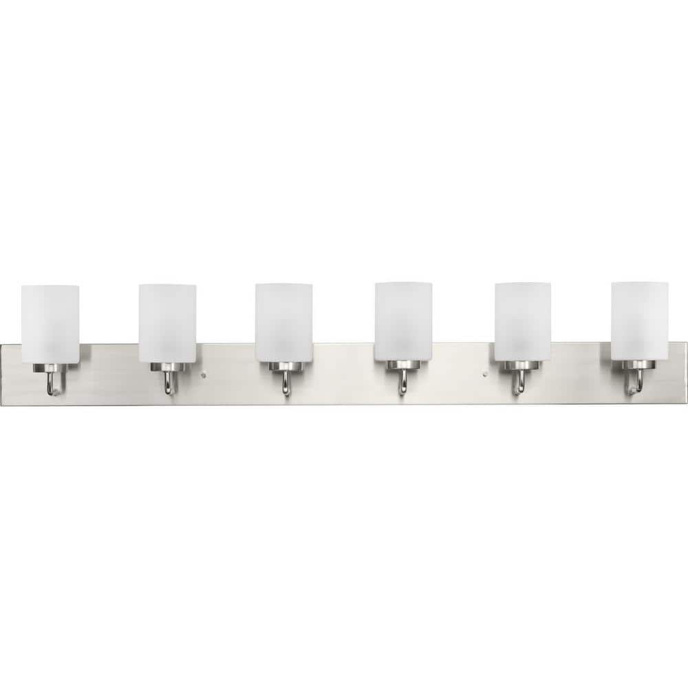 Progress Lighting Merry Collection 48 in. 6-Light Brushed Nickel and Etched  Glass Transitional Style Bath Vanity Wall Light P300421-009 - The Home Depot