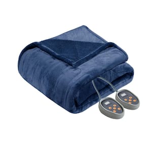 84 in. x 90 in. Heated Microlight to Berber Indigo Queen Blanket