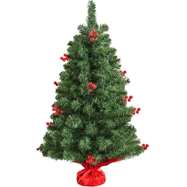 Tabletop Christmas Tree Portable Holiday Decoration with Stable Concrete Base