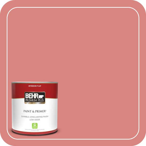 BEHR PREMIUM PLUS 1 qt. #M160-5 Pink Damask Flat Low Odor Interior Paint & Primer