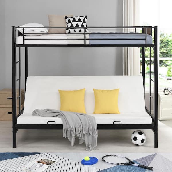 Full Metal Futon Bunk Bed, Twin Futon Bed Black