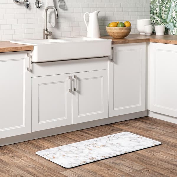 Modern Marble Beige 2 ft. x 4 ft. Anti Fatigue Kitchen or Laundry Room Area Rug Comfort Mat