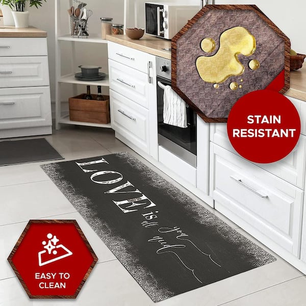 J&V TEXTILES Love 19.6 in. x 55 in. Anti-Fatigue Kitchen Mat DBC11 - The  Home Depot