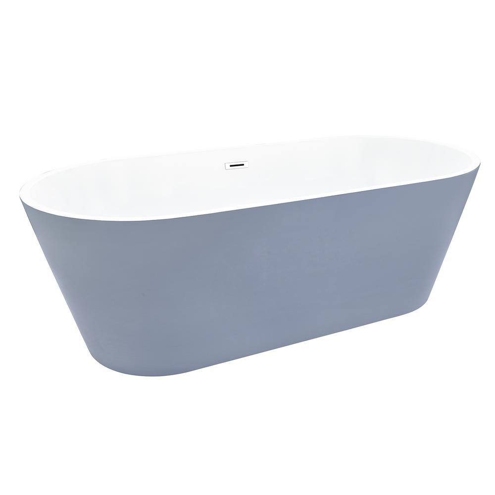 Szany 67'' Gray Freestanding Acrylic Soaking Bathtub