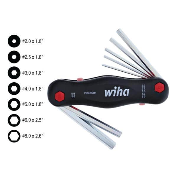 PocketStar Dual Fold Hex Key Set with Pushbutton Key-lifter Metric (7-Piece)