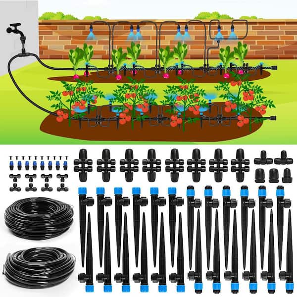 230 ft. Drip Irrigation Kit with Adjustable Emitters and Quick-Connect Fittings, Garden Watering System