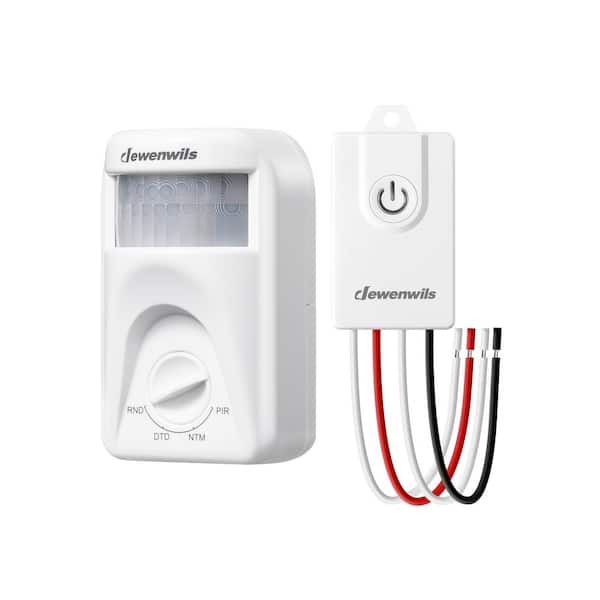 15 Amp Wireless Motion Sensor with Dusk to Dawn Remote Control Light Switch, White (1-Pack)