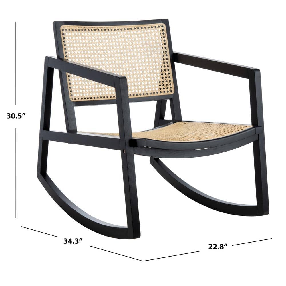 Perth 23'' Black & Natural Rattan Contemporary Glider Chair