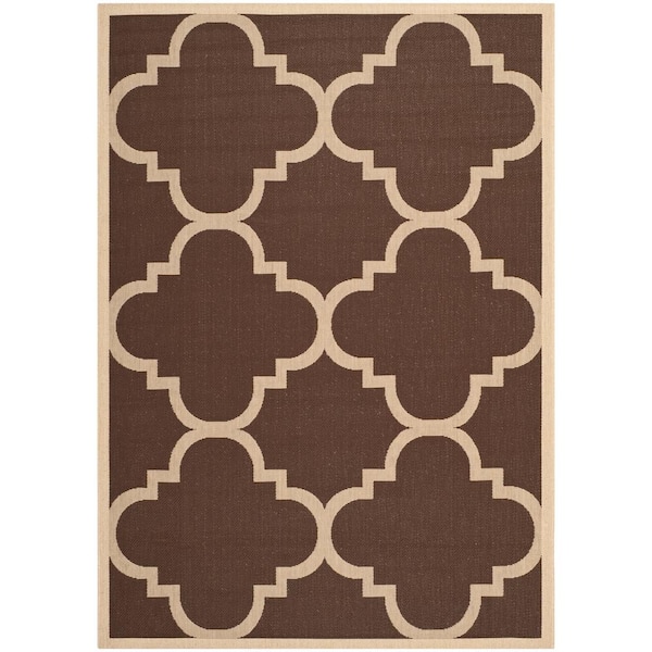 SAFAVIEH Courtyard Dark Brown 5 ft. x 8 ft. Geometric Indoor/Outdoor Patio  Area Rug