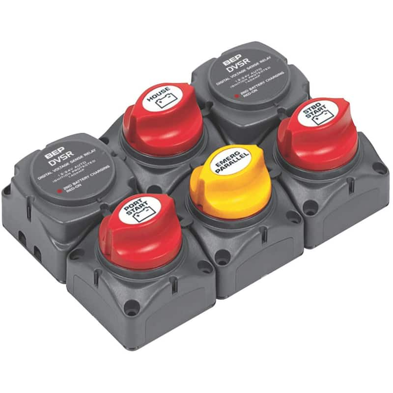 Twin Voltage Sensing Relay (VSR) Battery Distribution Cluster Twin Outboard/3 Battery Banks