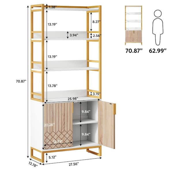 Eulas 36 in. Wide White 6 Shelf Bookcase Modern Tall Cube Bookshelf La