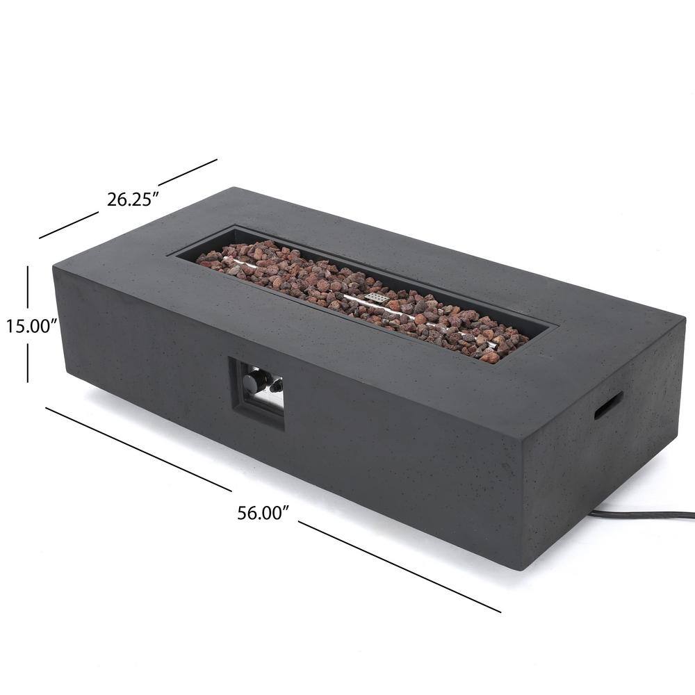 Mayfair Dark Gray Concrete Rectangular Outdoor Fire Pit