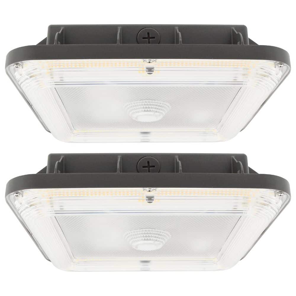 Gray Slim LED Garage Canopy Light, 3CCT, 60/80/100W, Up to 12000LM, 155° Beam, IP65, 120-277V, Dimmable UL Listed 2 Pack price history on PriceWatchPro