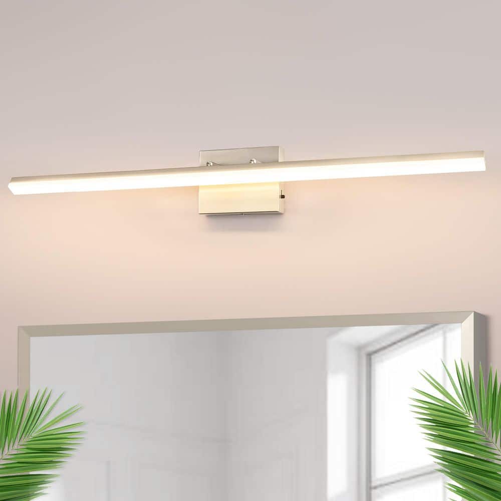 40 in. 1-Light Nickel 20-Watt Integrated LED Vanity Light, Modern Bathroom Wall Sconce Light Bar for Mirror price history on PriceWatchPro