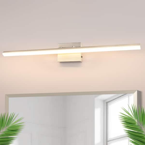 40 in. 1-Light Nickel 20-Watt Integrated LED Vanity Light, Modern Bathroom Wall Sconce Light Bar for Mirror