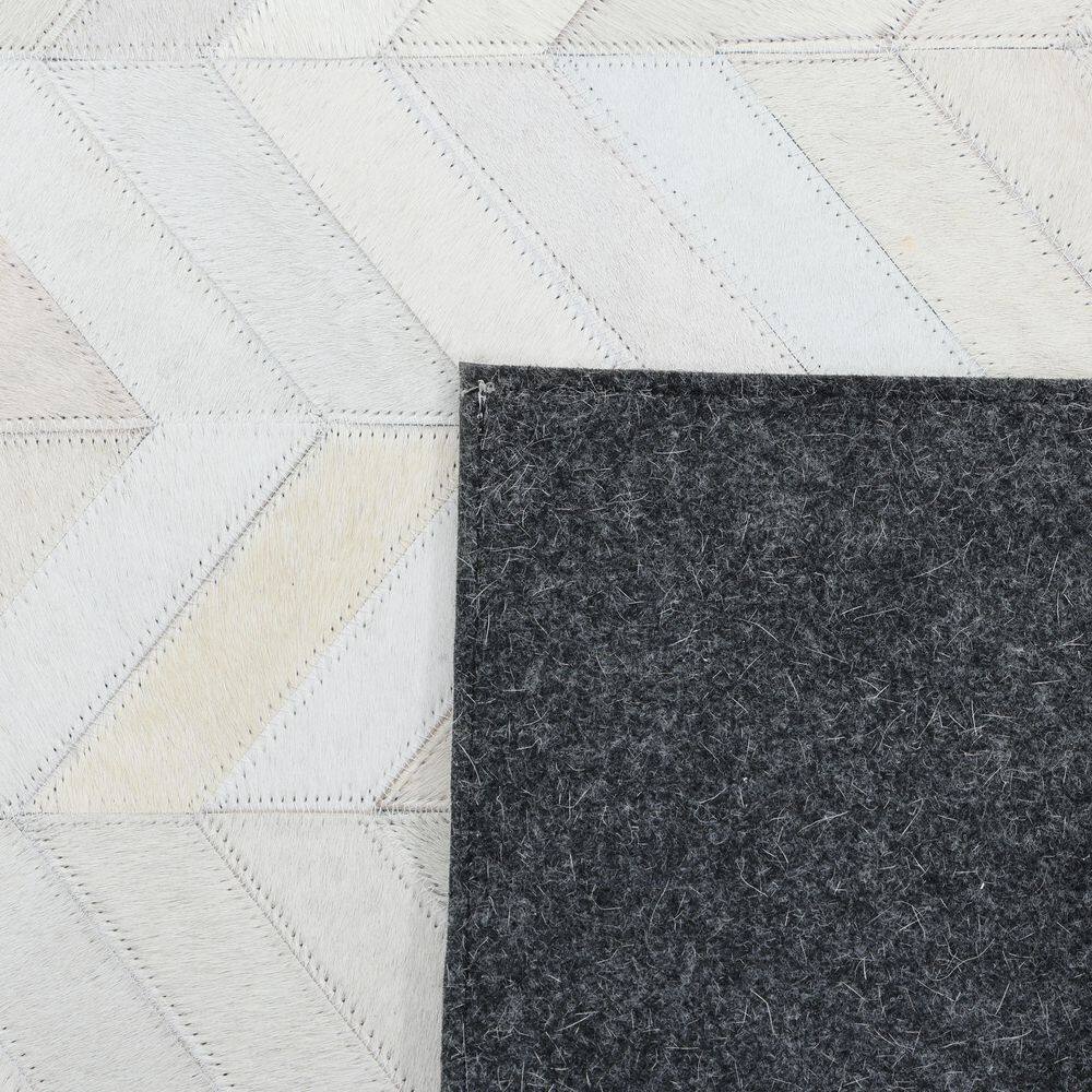 Meir Handmade Ivory Geometric 9' x 12' Wool & Cowhide Rug