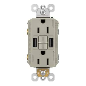 radiant 15 Amp 125-Volt Tamper Resistant Self-Test GFCI Duplex Outlet with Type A/A USB, Nickel