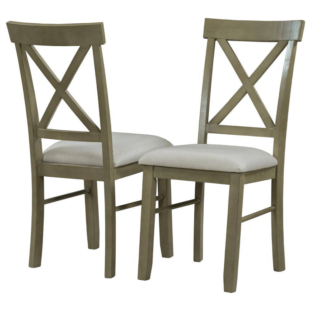 Spaco Gray Green Farmhouse Rustic Wood Kitchen Upholstered XBack