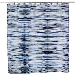 Shibori Stripe 72 in. Blue Shower Curtain