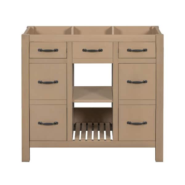 Aoibox 35.51 in. W x 17.87 in. D x 32.99 in. H Freestanding Bath Vanity Cabinet without Top with 2 Drawers & 2 Cabinets in Wood