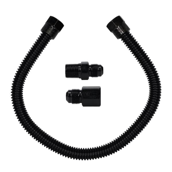 Cambridge 3/8 in. OD x 3/8 in. MIP x 3/8 in. FIP x 18 in. Stainless Steel Black Coated Gas Connector (43,800 BTU)