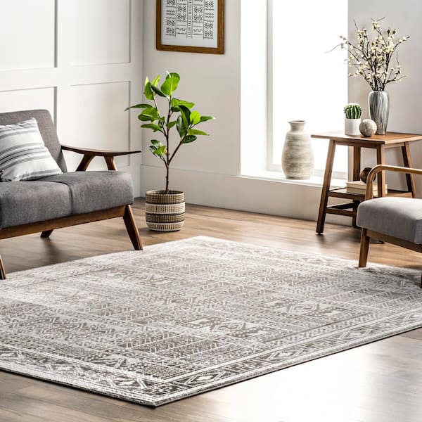 Irene Grey 5 ft. x 8 ft. Tribal Panel Indoor Area Rug