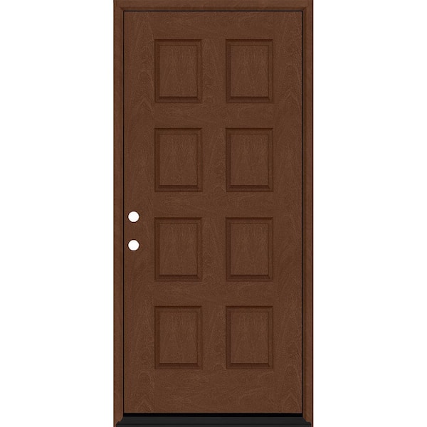 Steves & Sons Regency 32 in. x 80 in. 8-Panel RHIS Chestnut Stain Mahogany Fiberglass Prehung Front Door