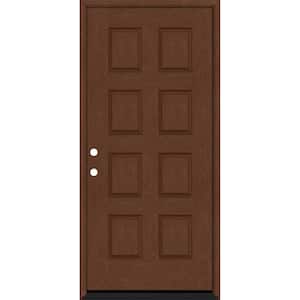 Regency 36 in. x 80 in. 8-Panel RHIS Chestnut Stain Mahogany Fiberglass Prehung Front Door