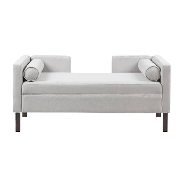 Madison Park Julie Gray Bedroom Bench with Upholstered