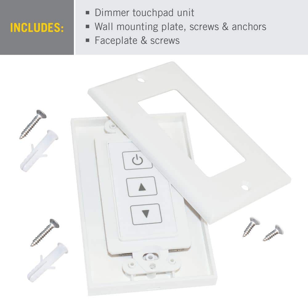 Wireless White LED Dimmer Touchpad Wall Mount