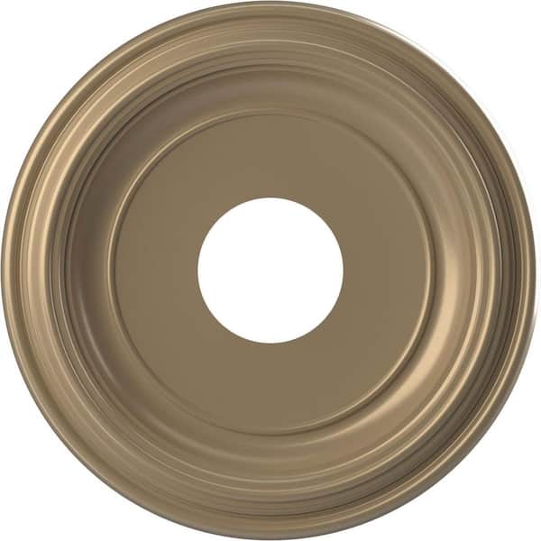Ekena Millwork 13" O.D. x 3-1/2" I.D. x 1-1/4" P Traditional Thermoformed PVC Ceiling Medallion in Universal Metallic Champagne Mist