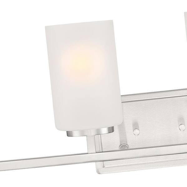 Designers Fountain - Carmine 28 in. 4-Light Brushed Nickel Modern Vanity Light with Etched Glass Shades