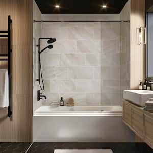 Adella Gris Satin 12 in. x 24 in. Matte Ceramic Stone Look Wall Tile (14 sq. ft./Case)