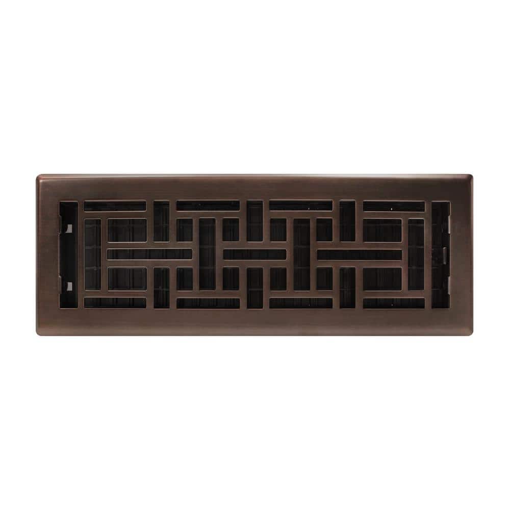 Rubbed Bronze 4" x 14" Decorative Steel Floor Register