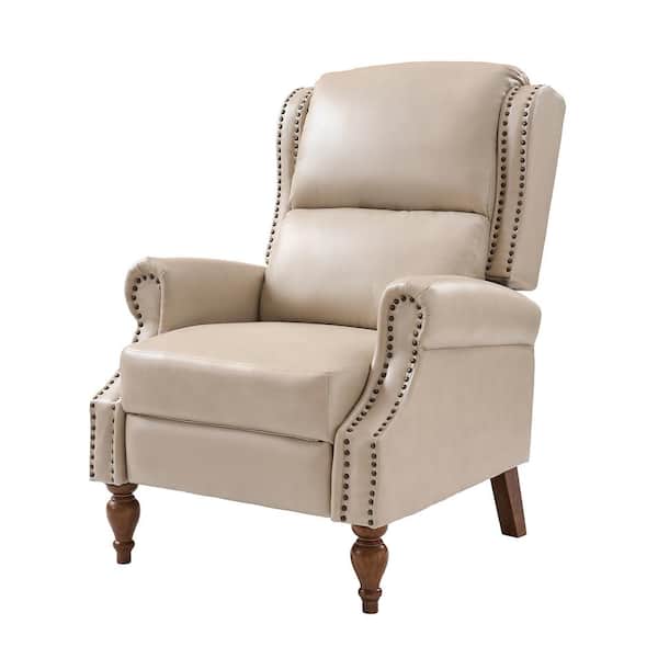 JAYDEN CREATION Sharon Traditional Roll Arm Manual Recliner with Solid Wood Legs -BGE