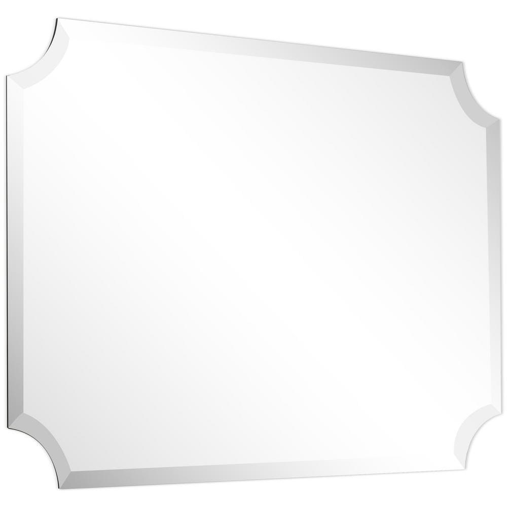Elegant Frameless Scalloped 24x36 Rectangular Wall Mirror