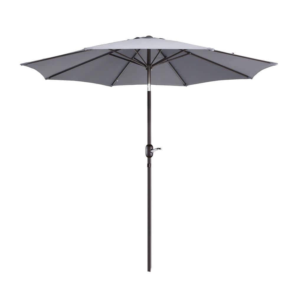 9 ft. Aluminum Market Patio Umbrella with Auto Tilt, Hand Crank Lift in Gray price history on PriceWatchPro