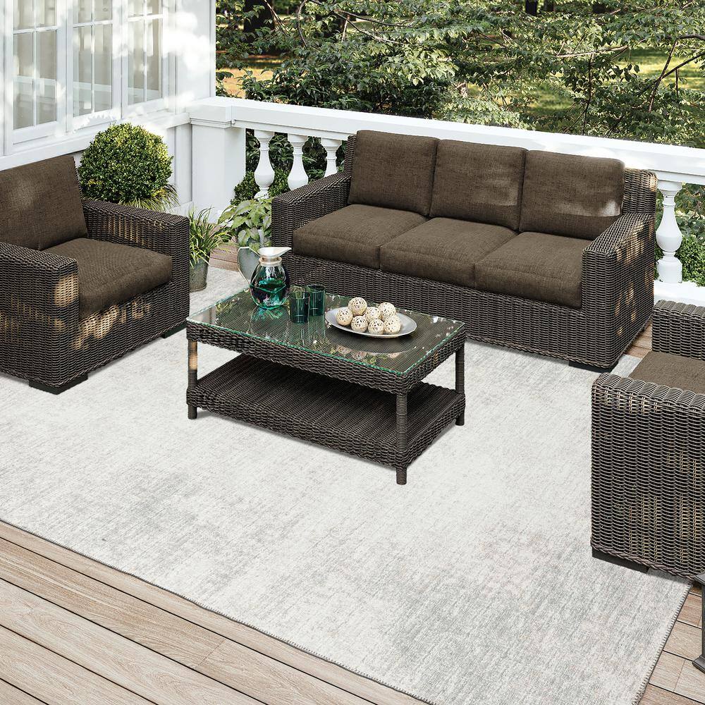 Rylee Gray Flat Woven Washable 8' x 10' Area Rug