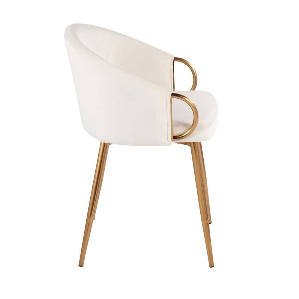 Claire Low Cream Velvet and Gold Metal Side Chair