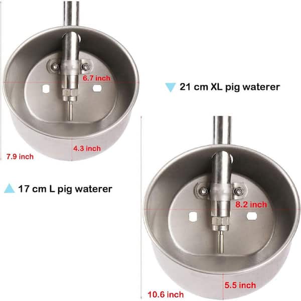 MUDUOBAN Stainless Steel Automatic Pig Waterer – 1/2 Inch Hose, Large Bowl With Nipple Drinker