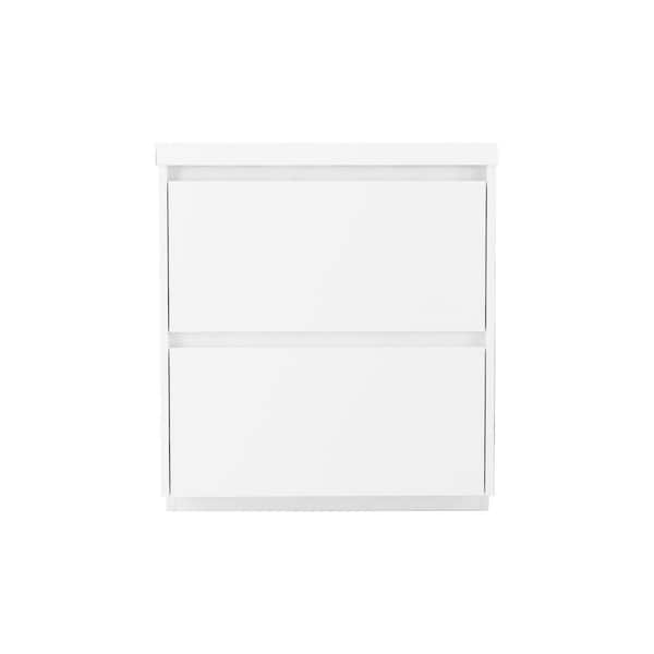 30 in. W x 20 in. D x 33 in. H Single Sink Freestanding Bath Vanity in Glossy White with White Resin Top