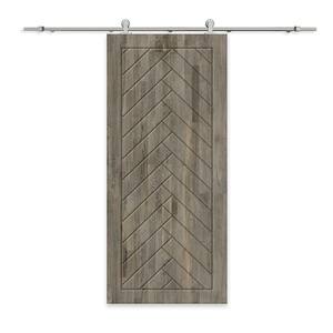 24 in. x 80 in. Weather Gray Stained Pine Wood Modern Interior Sliding Barn Door with Hardware Kit