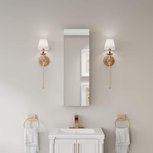 RO 12 in. W x 36 in. H Rectangular Aluminum Medicine Cabinet with Mirror, Adjustable Shelves, Soft Closing