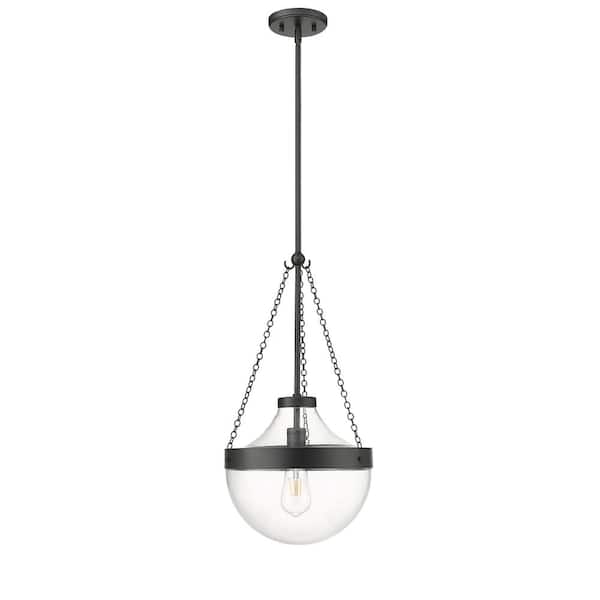 Clarra 60-Watt 1-Light Matte Black Pendant-Light Clear Shade