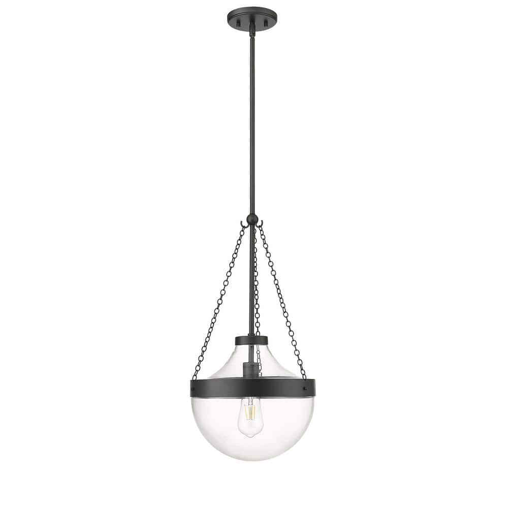 Clarra Matte Black and Glass Pendant Light
